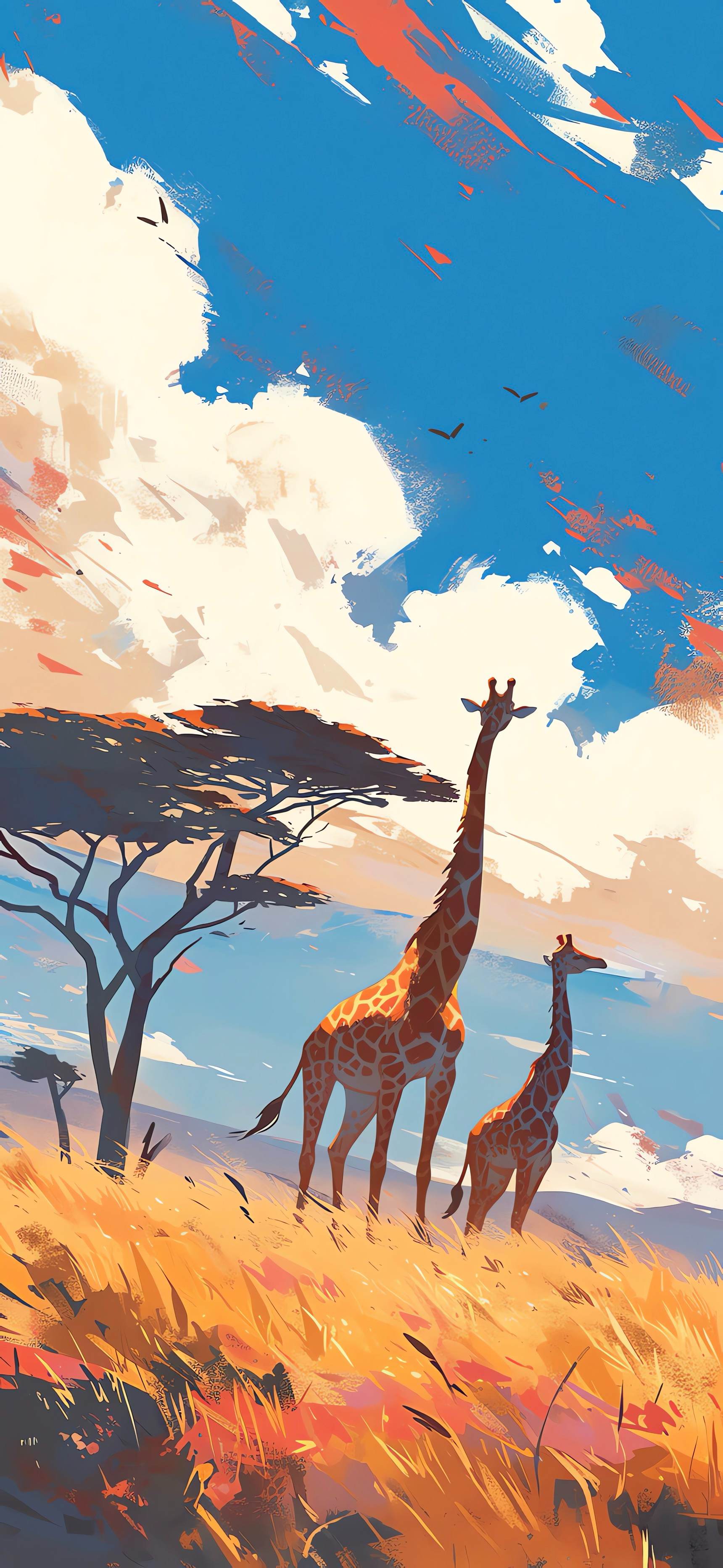 Giraffes By The Tree