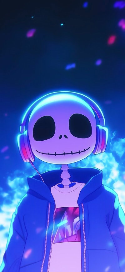 Skull Head Wearing Headset