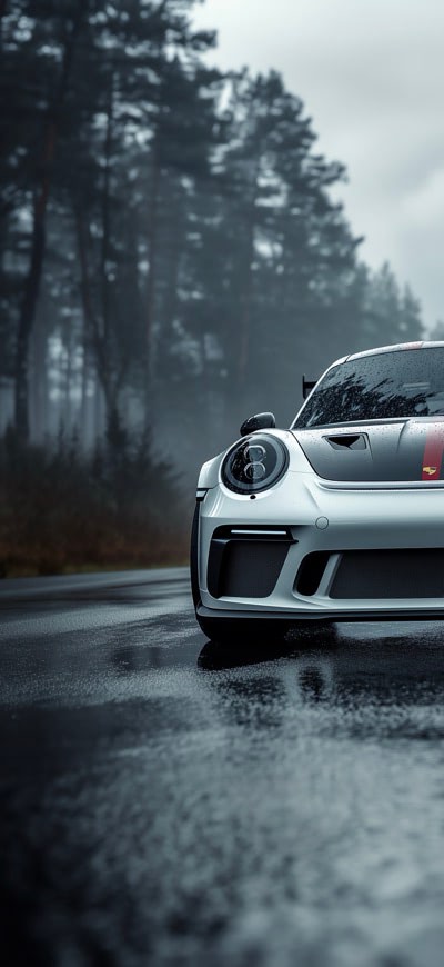 Snowy Road And Porsche