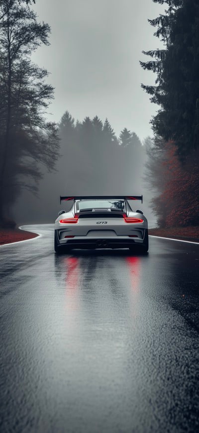 Snowy Road And Porsche