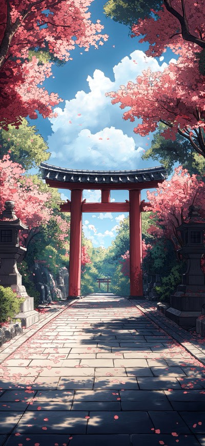 Cherry Blossom And Japanese Gate