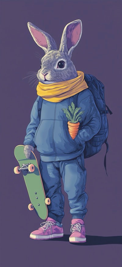 Rabbit With Skateboard