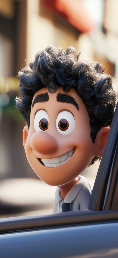 Big Nose Guy Looking Through Car Window