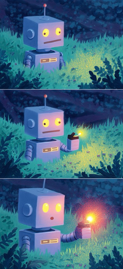 Robot With Lighter In Hand