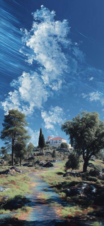 Iridescent Clouds And Calm Lake