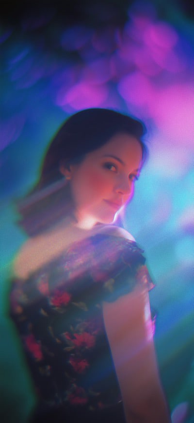 Woman Sideportrait Wearing A Floral Dress