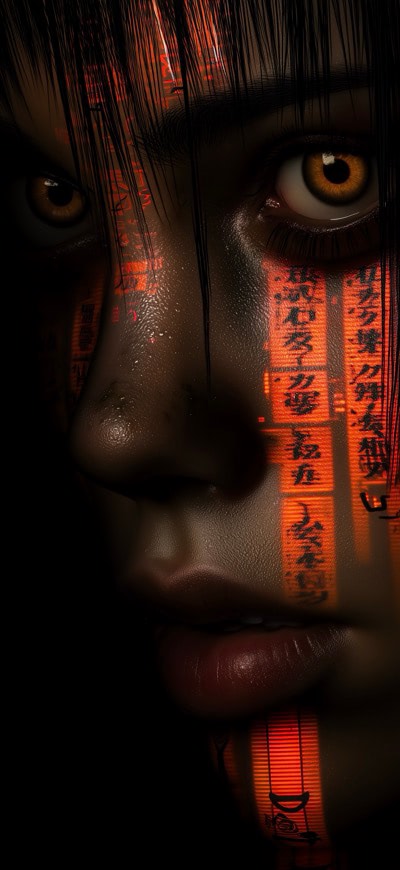 Dark Japanese Face Close Up