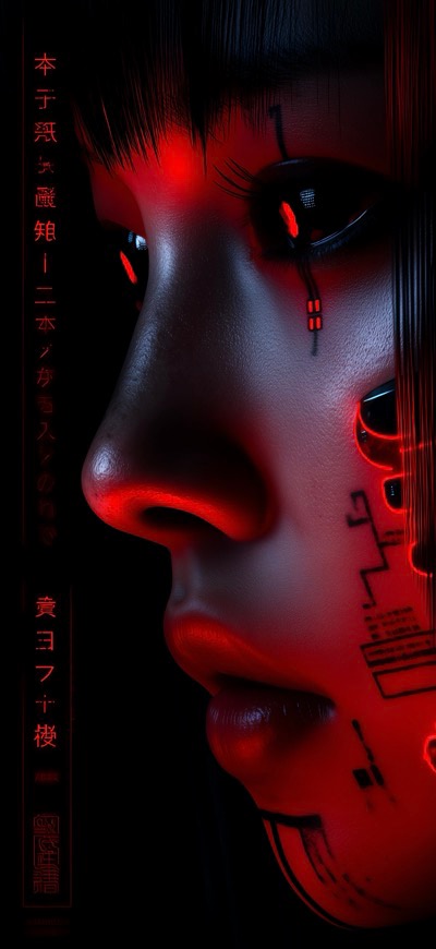 Dark Japanese Face Close Up