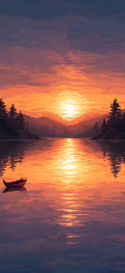 Calm Lake With Sunset Reflection