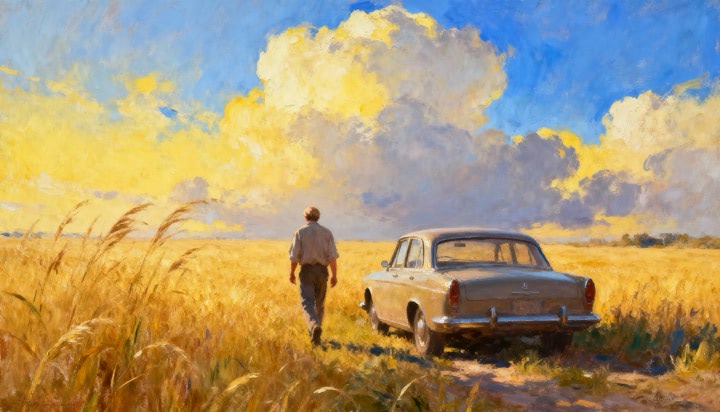 Vintage Car With Man