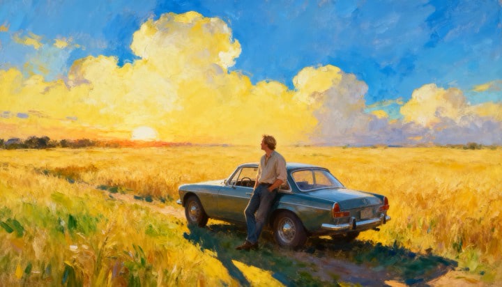 Man With His Vintage Car