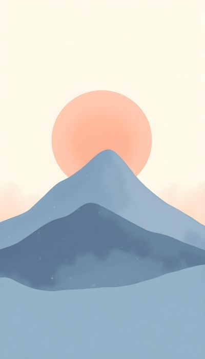 Muted Mountains And Sunset