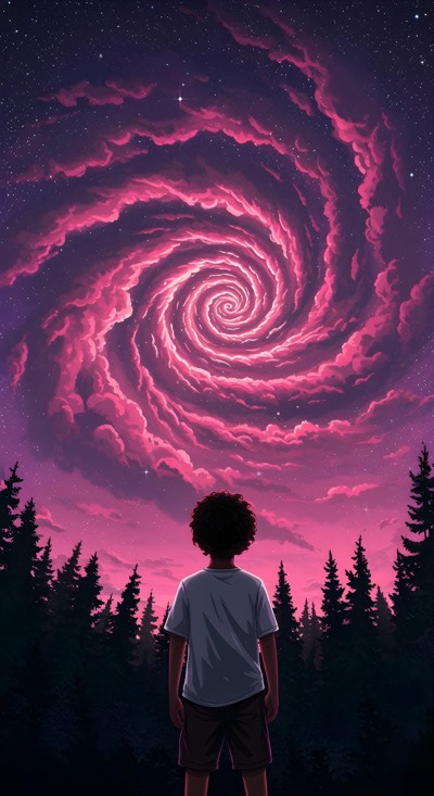 Little Guy Admiring Dramatic Clouds