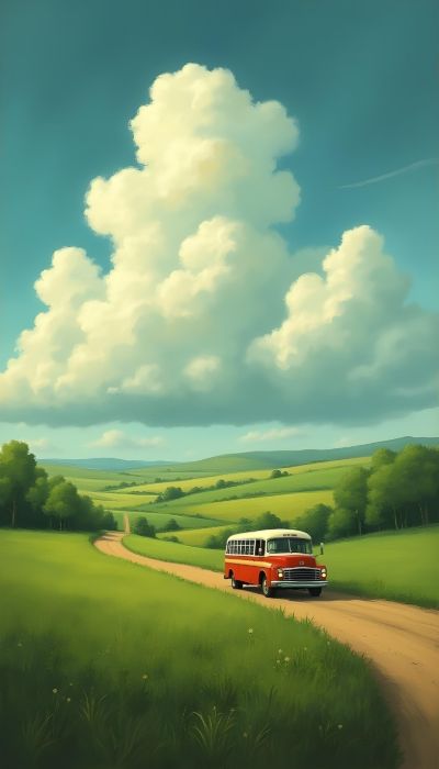 Mini Bus Through Farm