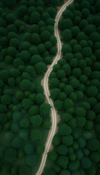 Road Through Dense Forest