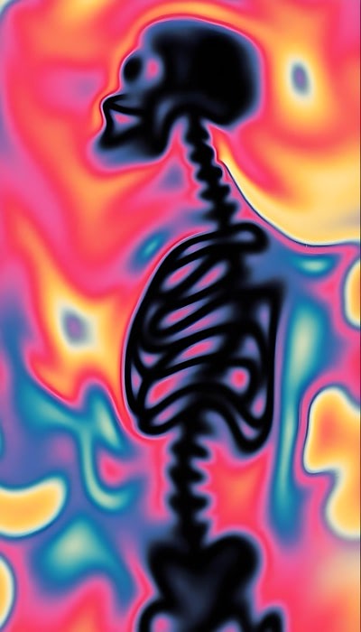 Skull Against Pink Gradient