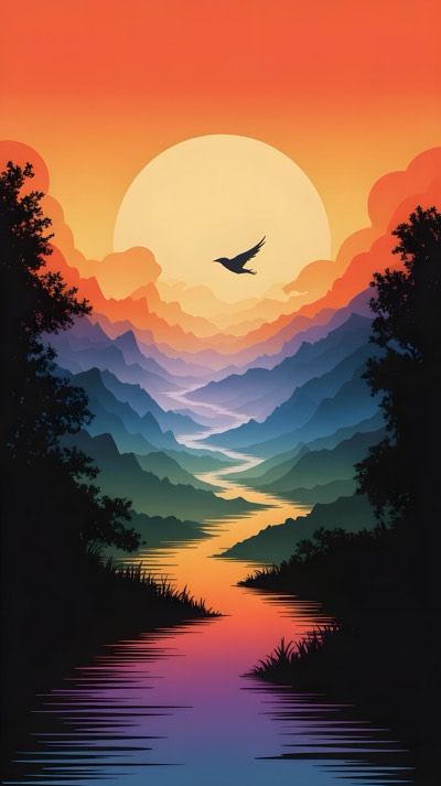 River Through Mountains