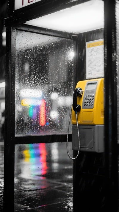 Telephone In Rainy Booth