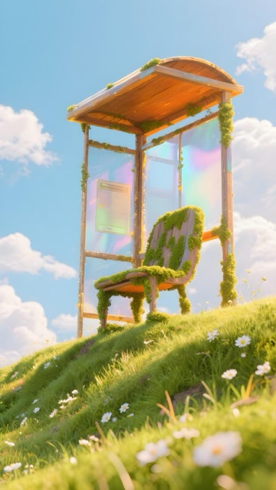 Bus Stop With Grass Chair