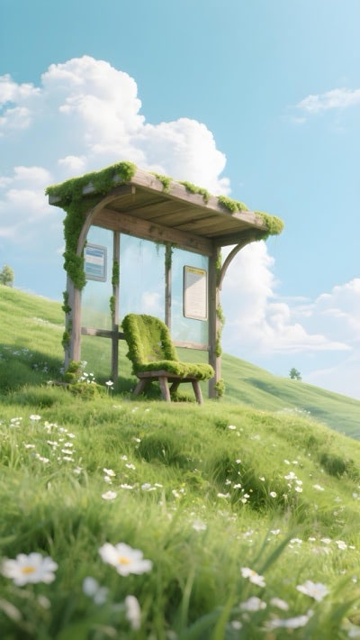 Bus Stop With Grass Chair