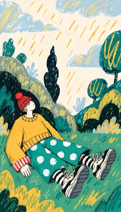 Doodle Art Of Resting Man