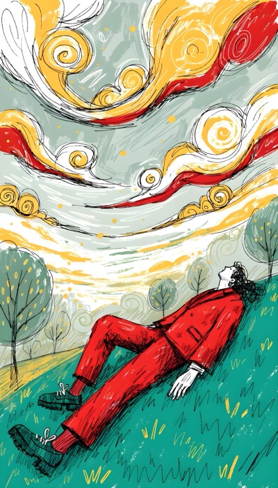 Doodle Art Of Resting Man