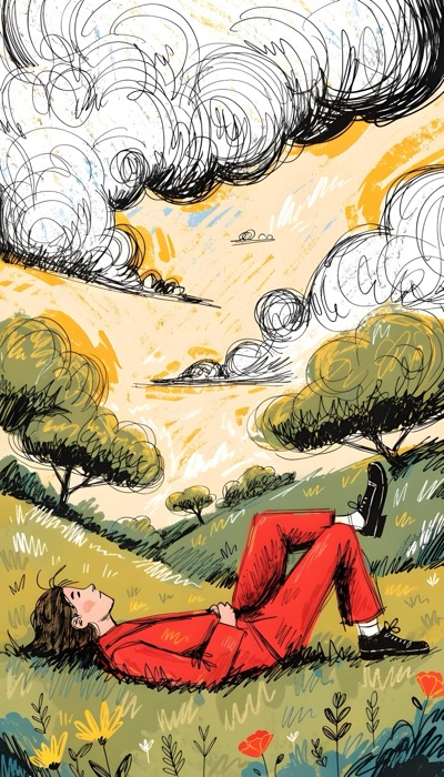 Doodle Art Of Resting Man
