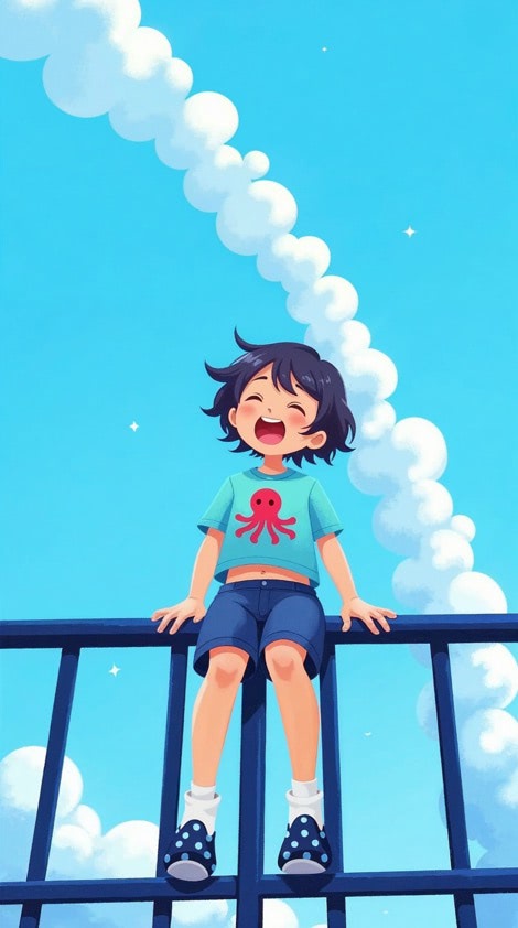 Girl Sitting On Fence